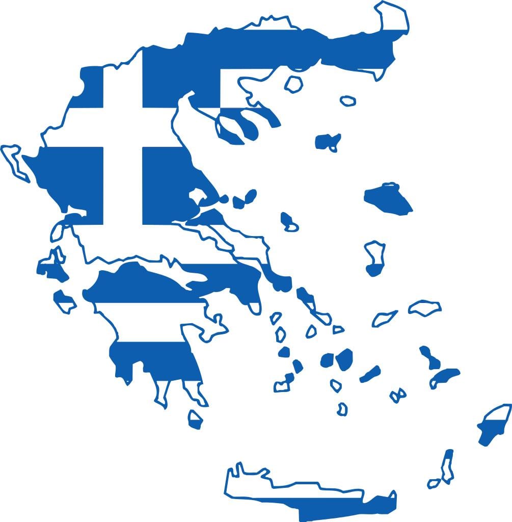 Řecko mapa vlajky