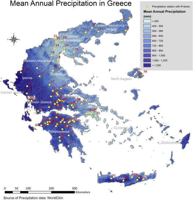 Hellas déšť mapě