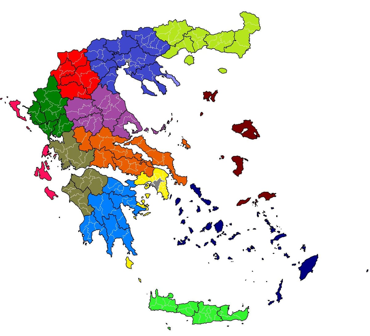 Hellas obcí mapě