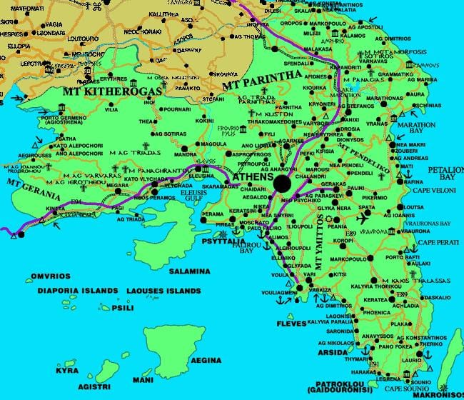 Attiki Řecko mapa