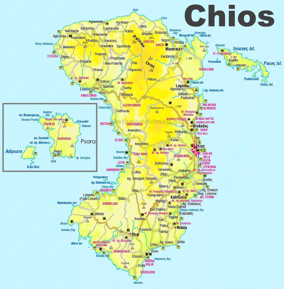 mapa chios Řecko