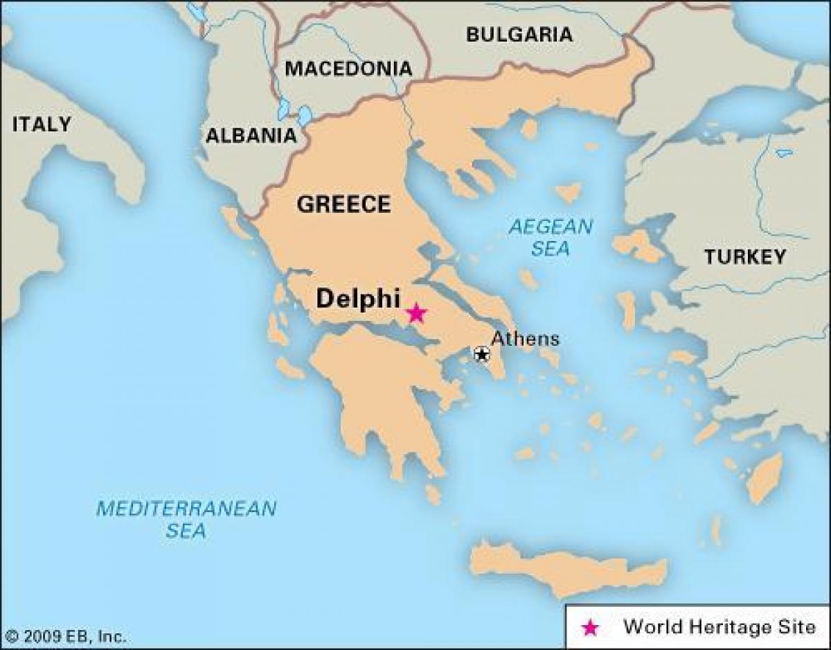 mapa Řecka Delphi