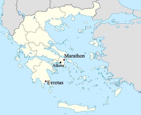 mapa Marathon Řecko