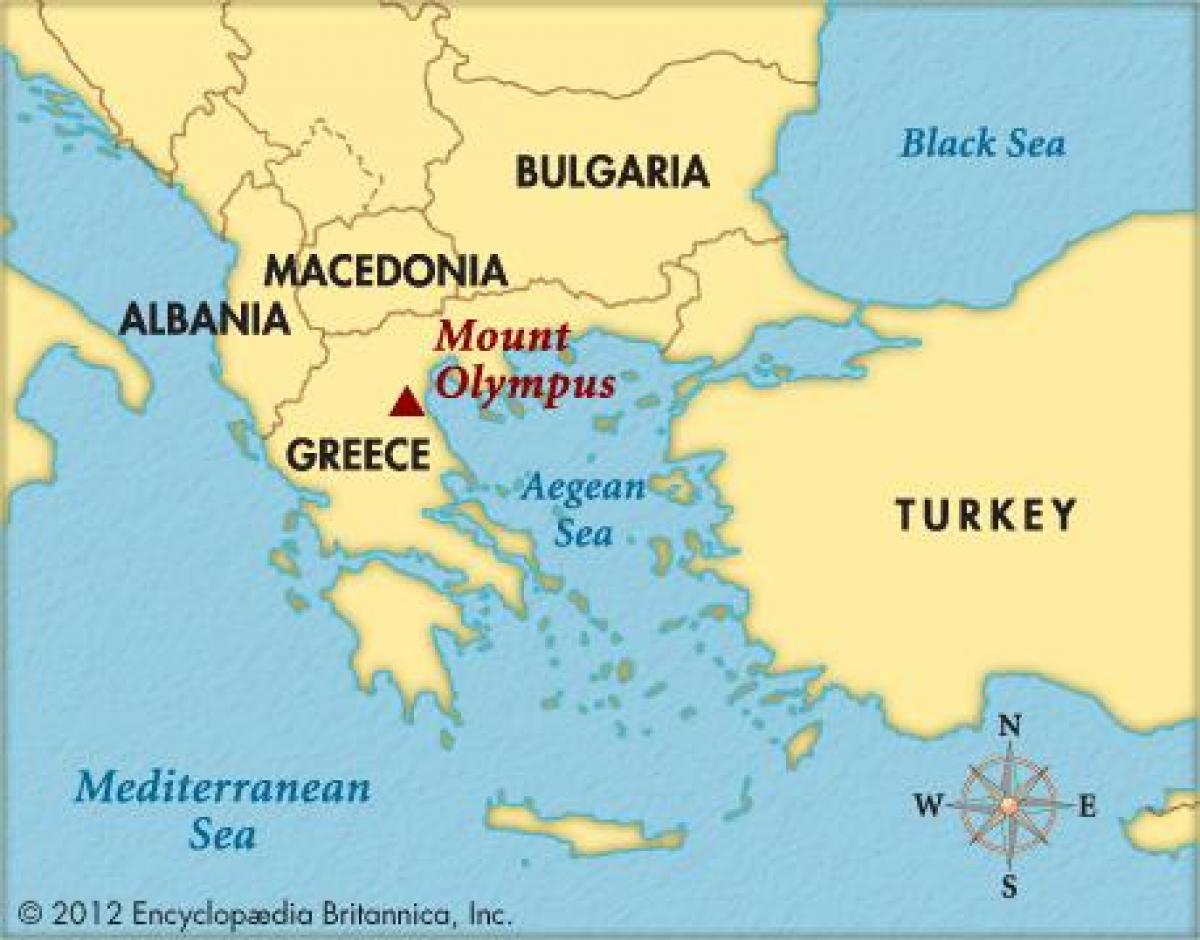 mapa Olympu v Řecku