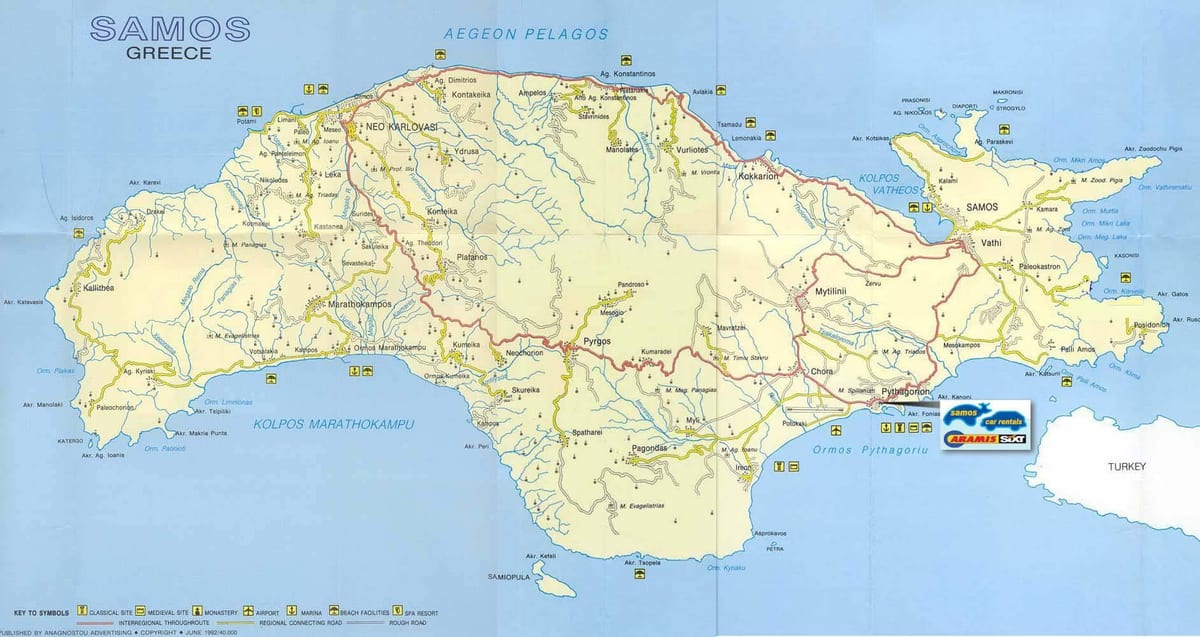 mapa Samos Řecko