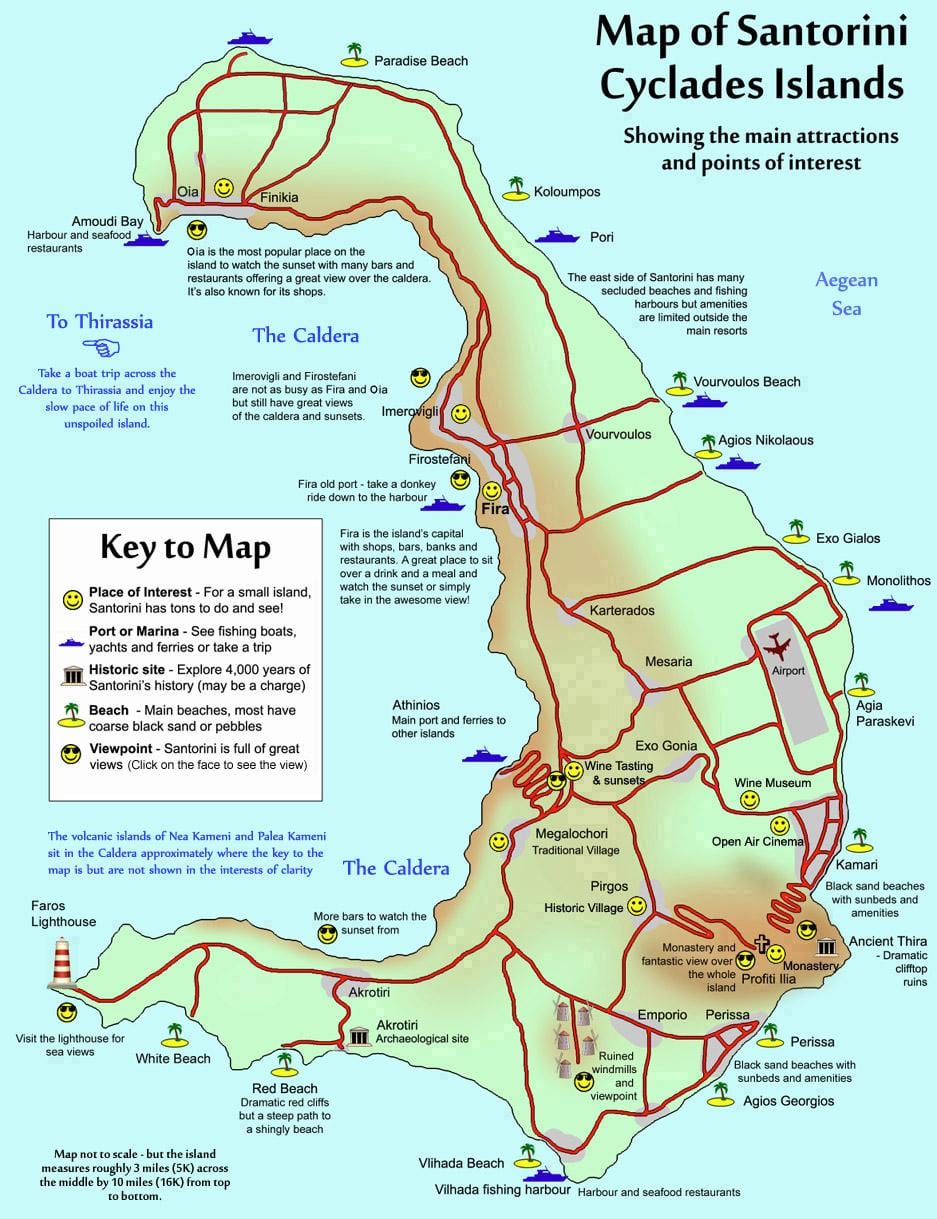 mapa Santorini Řecko