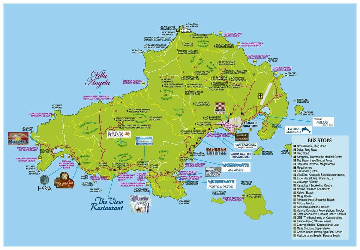 Skiathos Řecko mapa