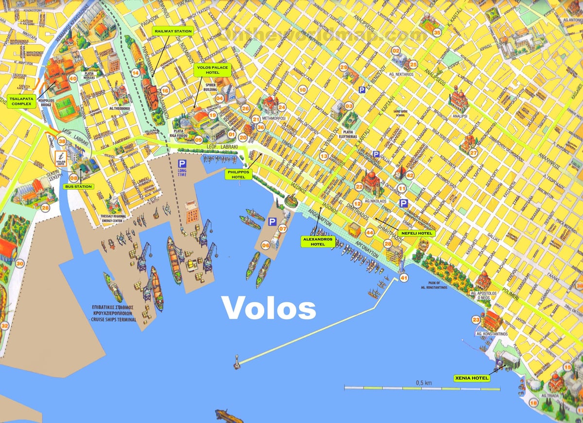 mapa Volos Řecko