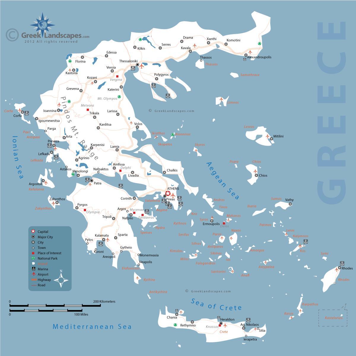 mapa Řecka a okolí