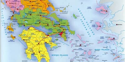 Mapa Řecka a řeckých ostrovů