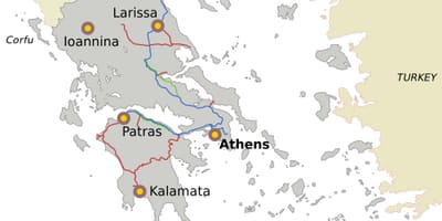 Řecké železnice mapě