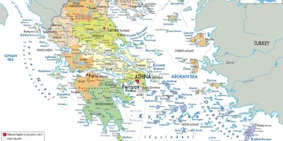 Mapa Řecka s městy