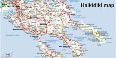 Mapa Řecko Chalkidiki