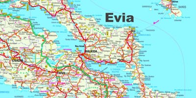 Mapa Evia Řecko