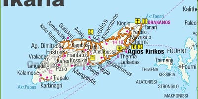 Mapa Ikaria Řecko
