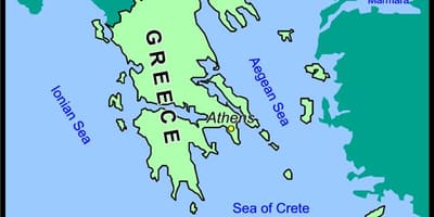 Mapa Kréty a Řecka