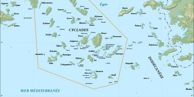 Mapa Kyklady, řecké ostrovy