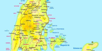 Řecko Lefkada mapa