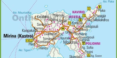 Lemnos Řecko mapa