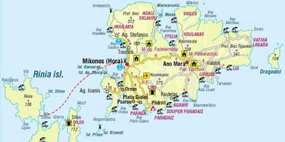 Mapa Mykonos Řecko