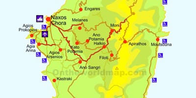 Mapa Naxos, Řecko