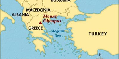 Mapa Olympu v Řecku
