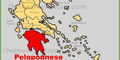 Mapa Peloponés Řecko