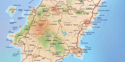 Mapa Rhodos Řecko