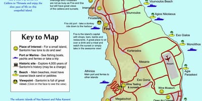 Mapa Santorini Řecko