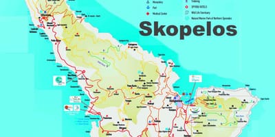 Skopelos mapa řeckých ostrovů