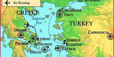 Mapa starověkého Řecka a Troy