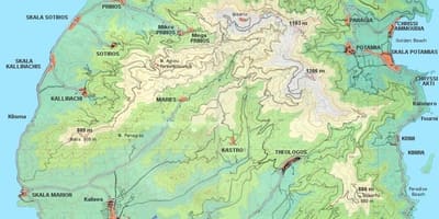 Mapa Thassos Řecko