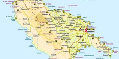 Mapa řeckých ostrovů Zakynthos